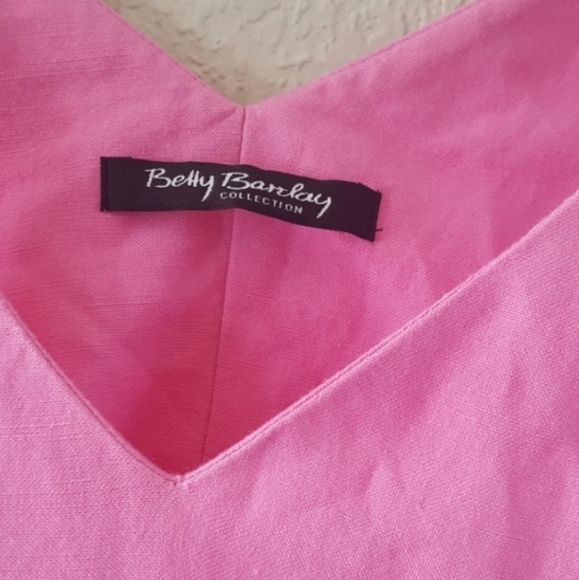 Betty Barley pretty pink linen midi dress - Picture 8 of 8
